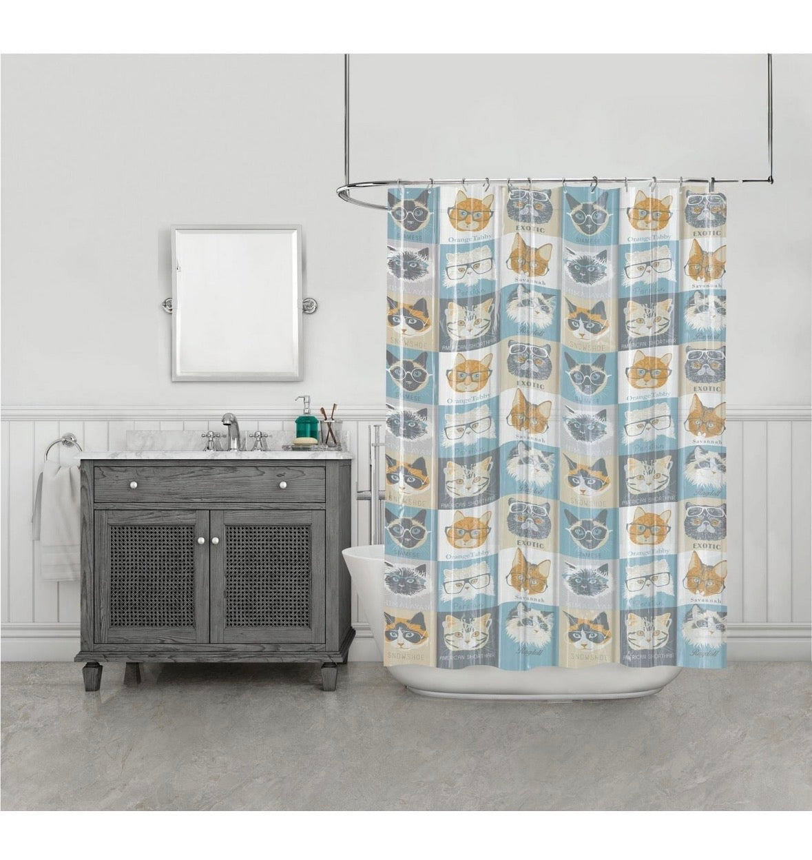 Cortina de chuveiro - Rostos de gato