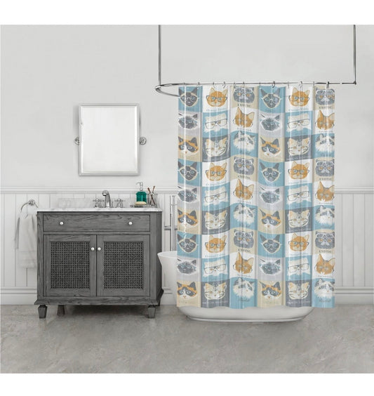 Cortina de chuveiro - Rostos de gato