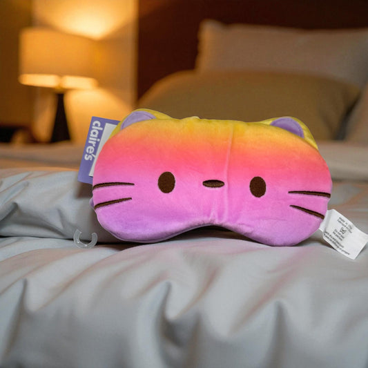 Máscara de dormir de gato arco-íris