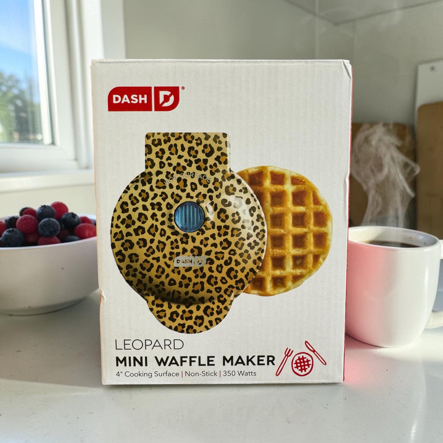 Mini Máquina de Waffle - Estampa de Leopardo